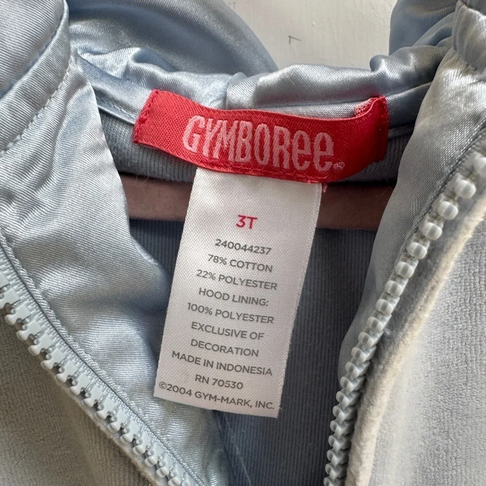 Gymboree 3T Girls Blue Velour Zip-Up Hoodie Sweatshirt Casual Blood Hound Dog